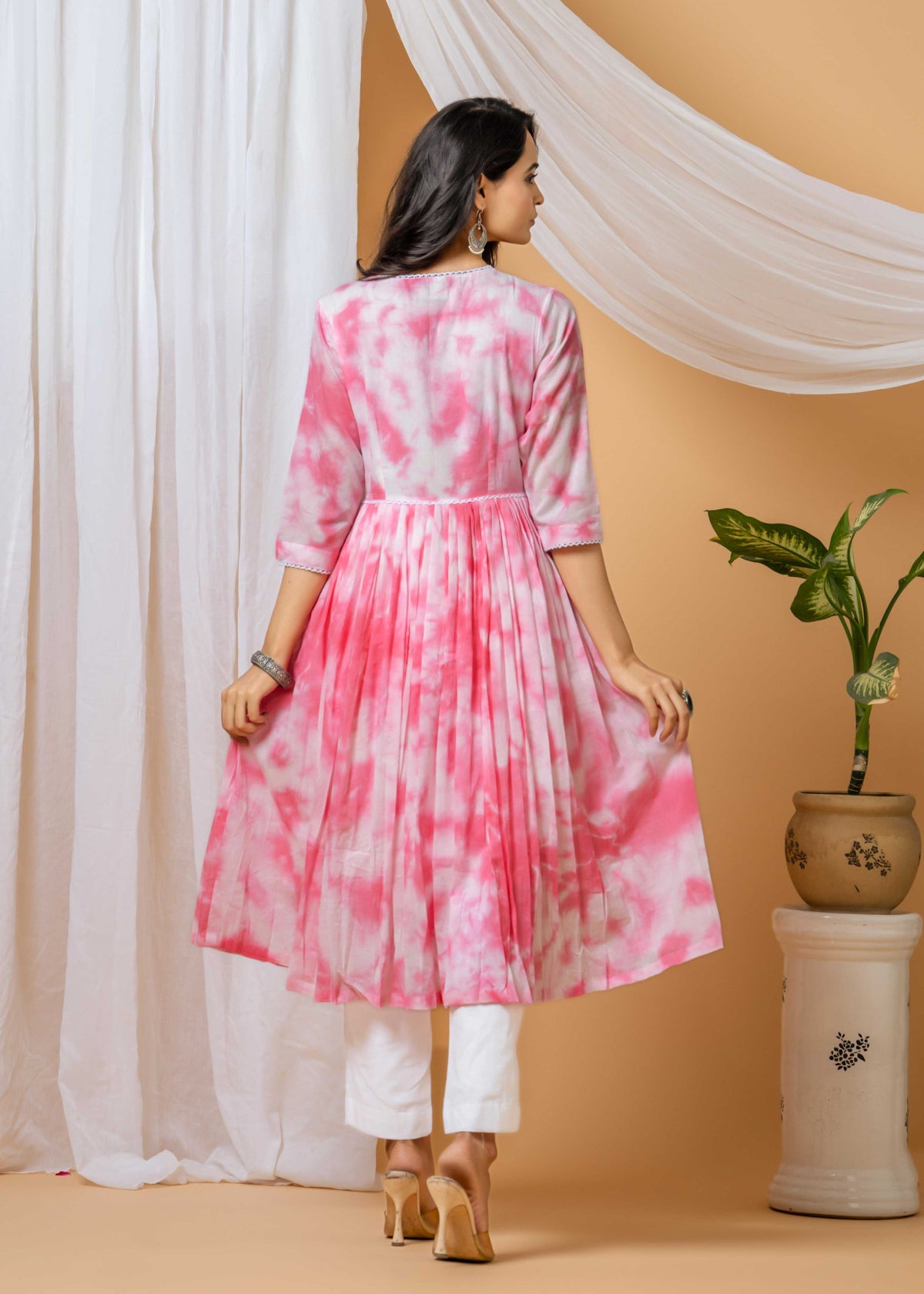 breathable cotton pink kurta set