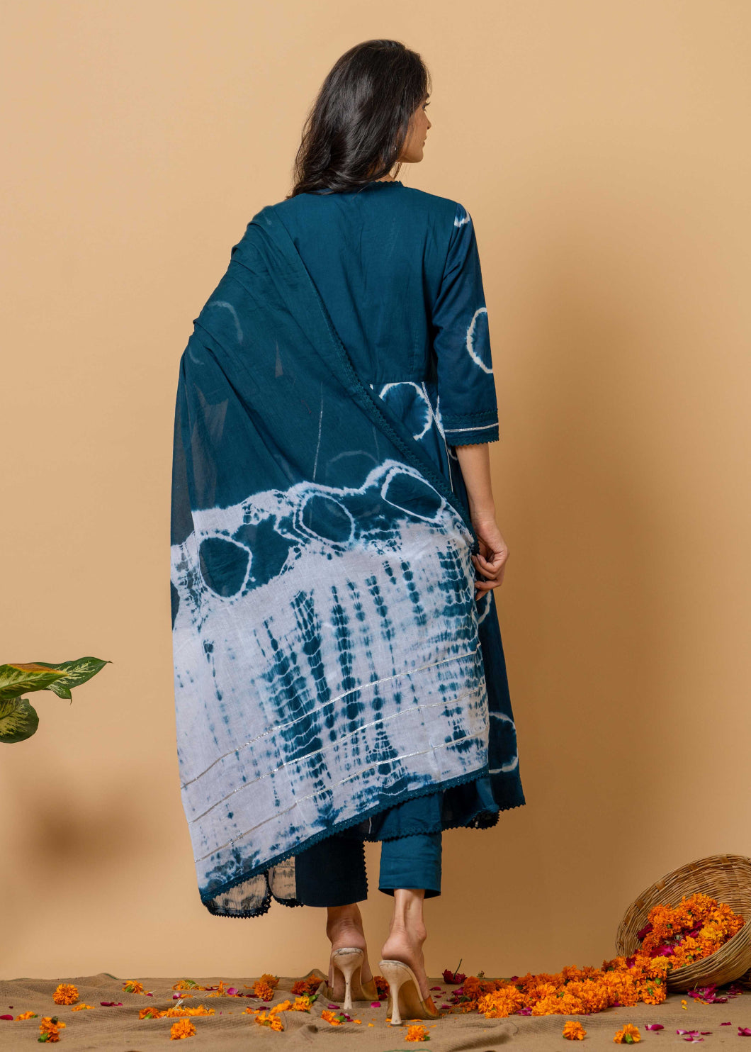 handcrafted cotton kurta set with dupatta