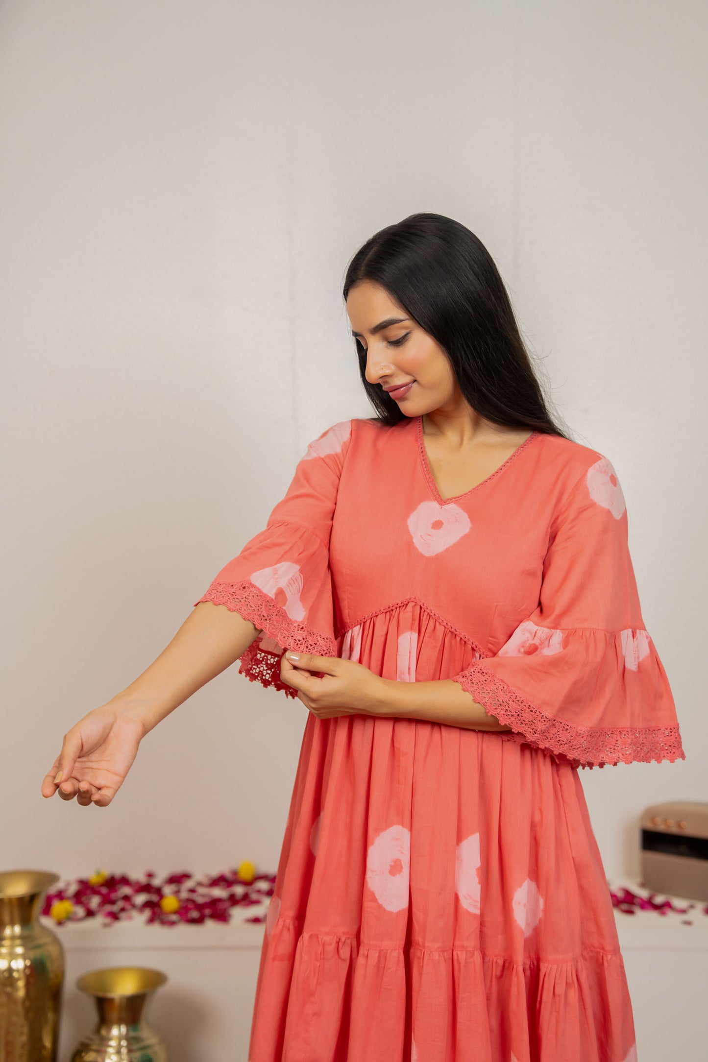 Pink Tie and Dye Cotton Suit - Set of 3