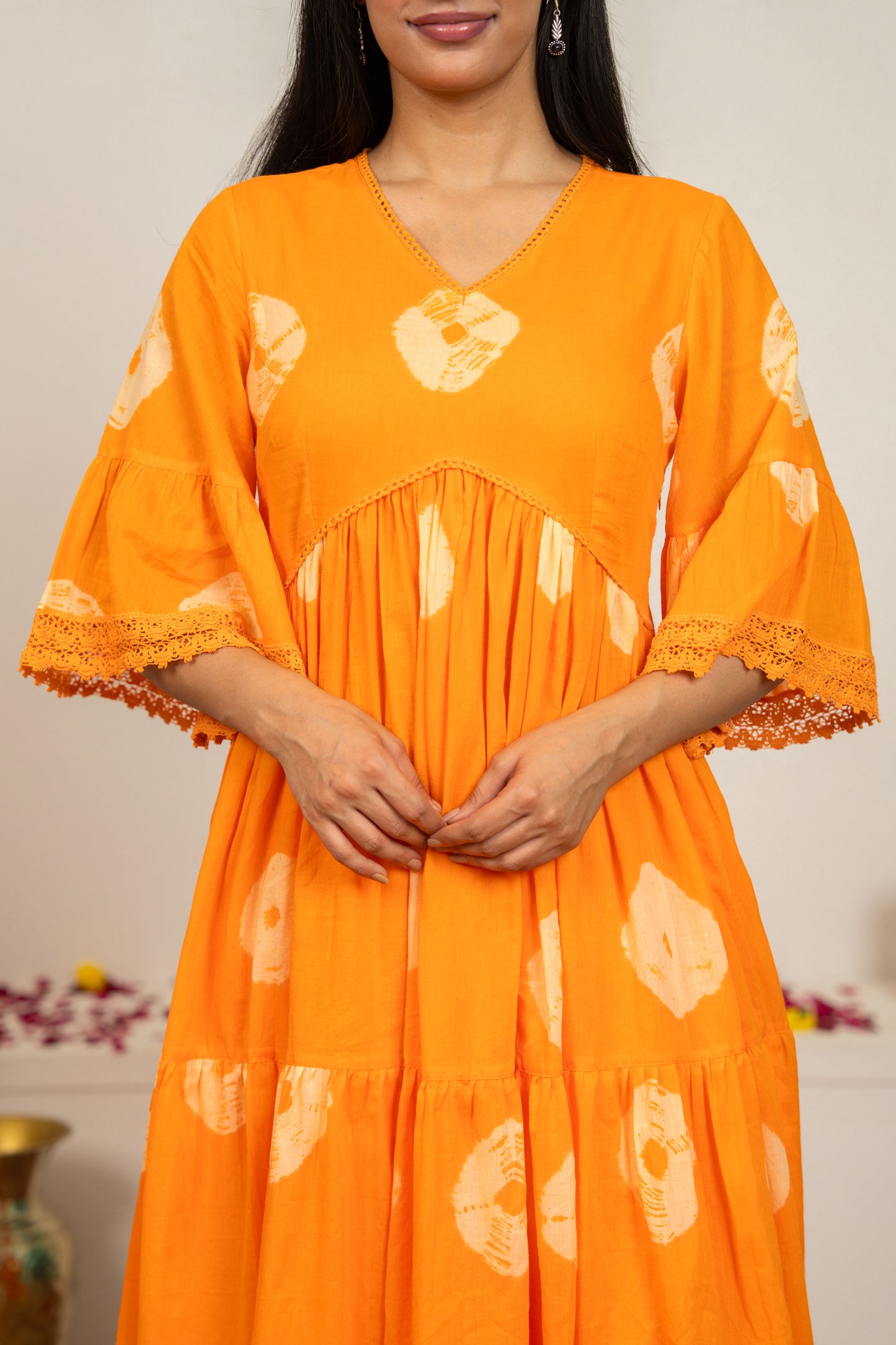 Orange Tie and Dye Cotton Suit - Set of 3