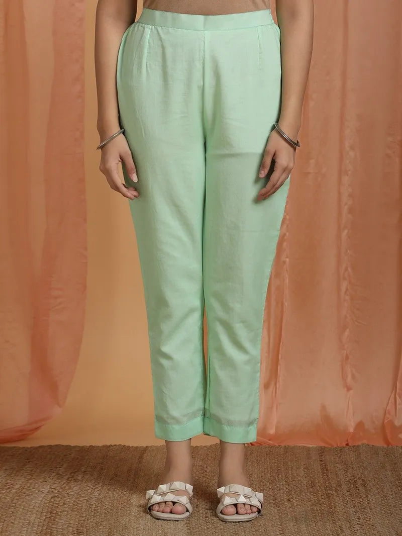 Green Tie and Dye Cotton Mulmul Suit- Set of 3