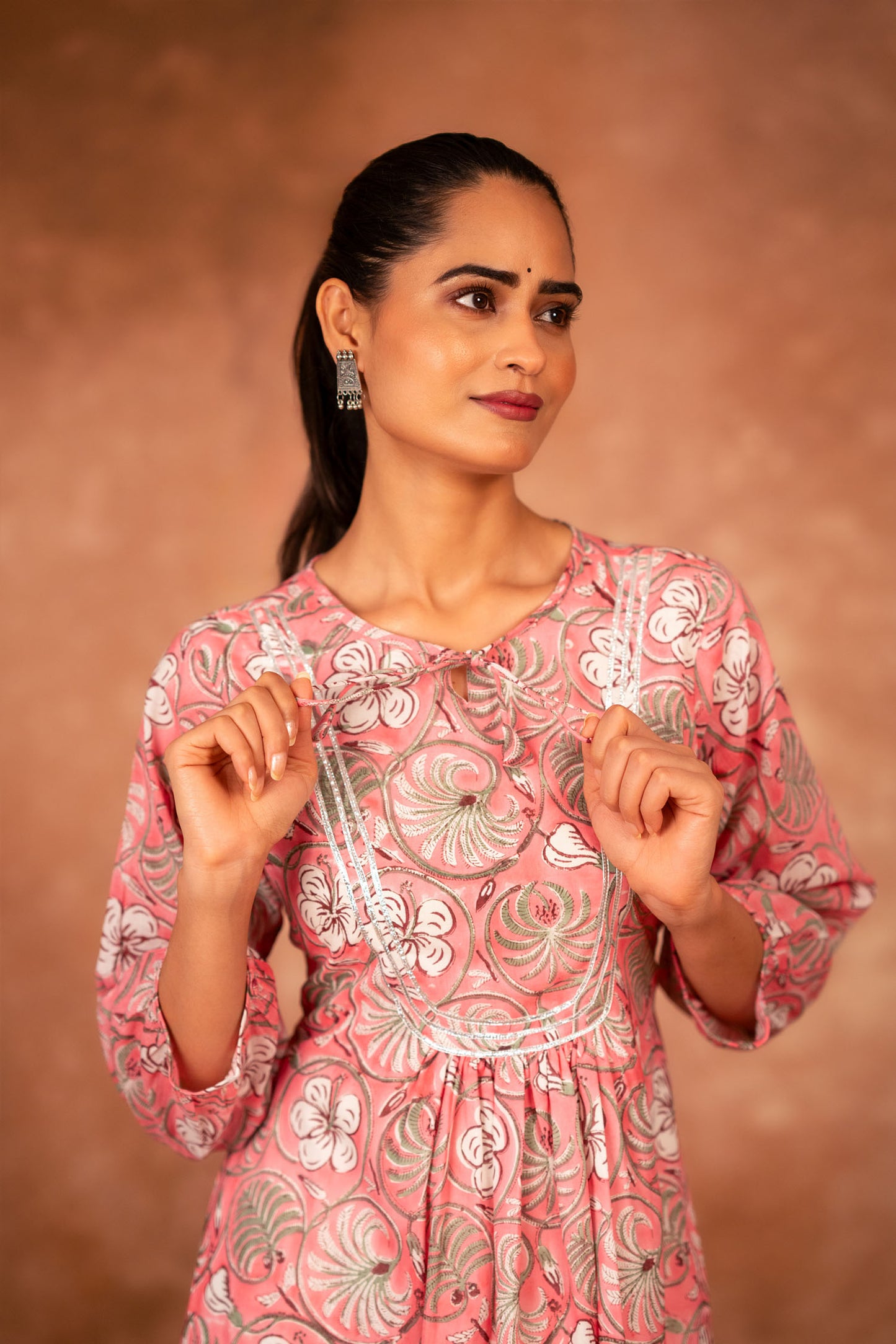 Pink Hand Block Printed Kurta Set
