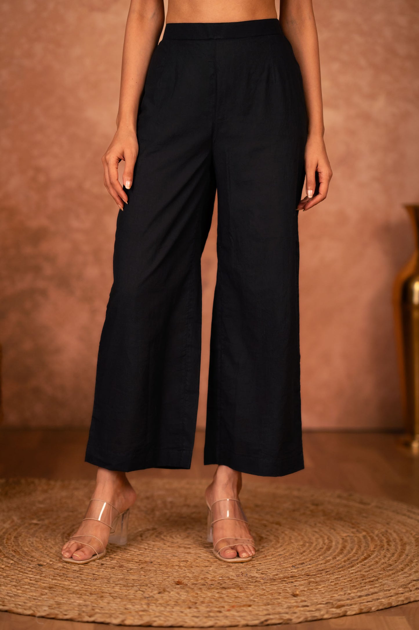 Blue Black Hand Block Printed Cotton Kurta Pant Set