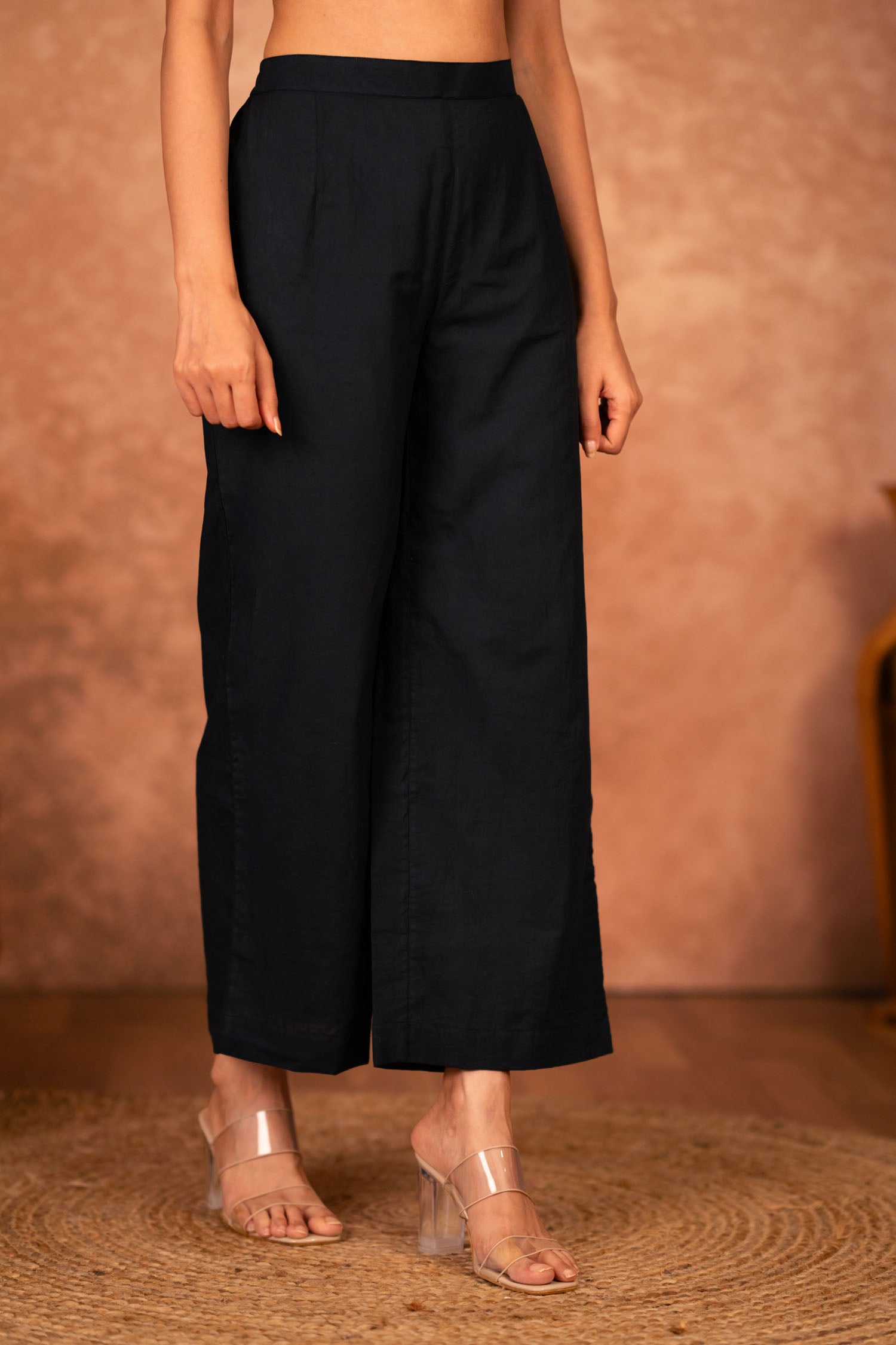 black cotton palazzo with hand dyed