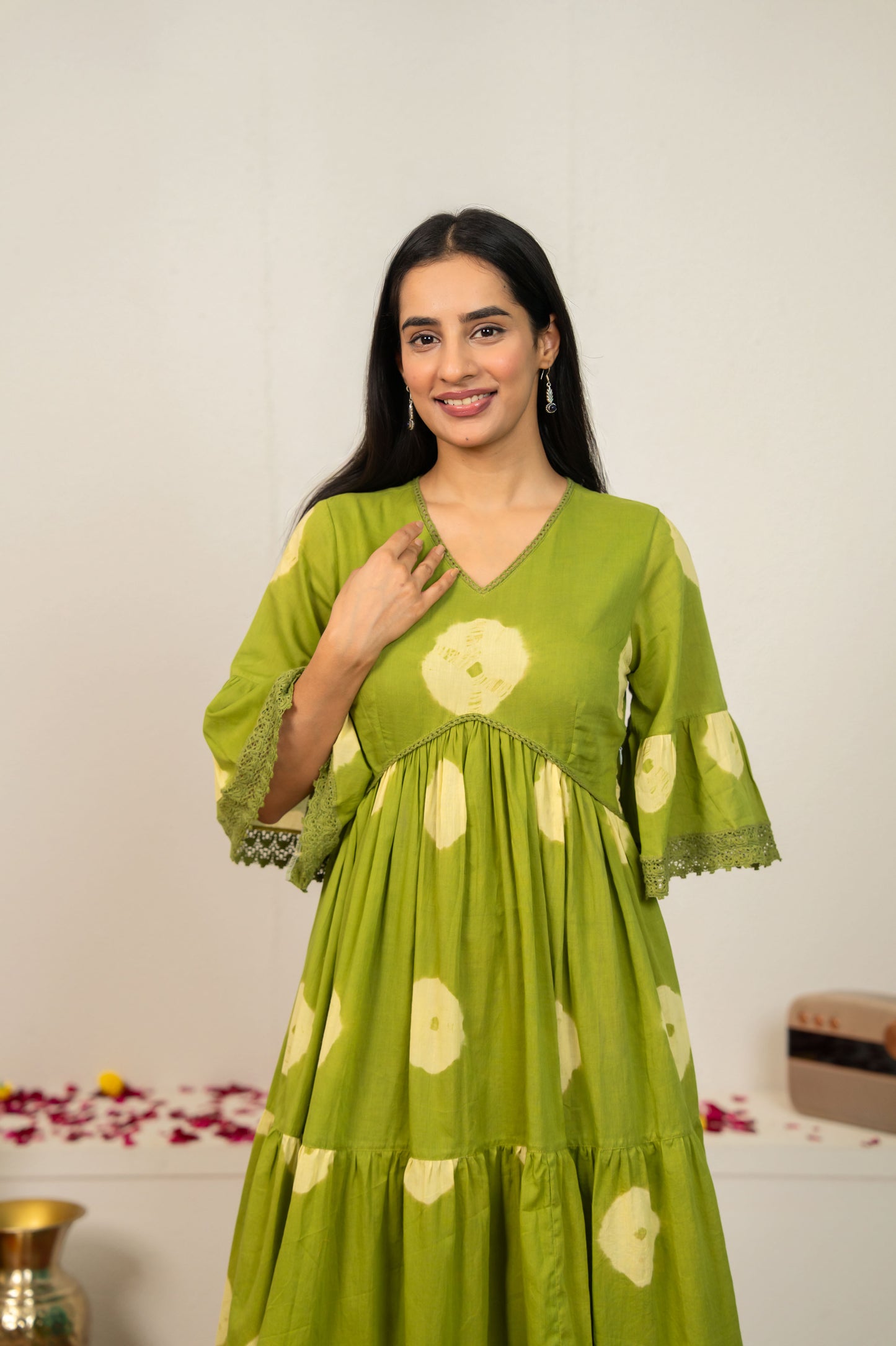 Green Tie and Dye Cotton Dress