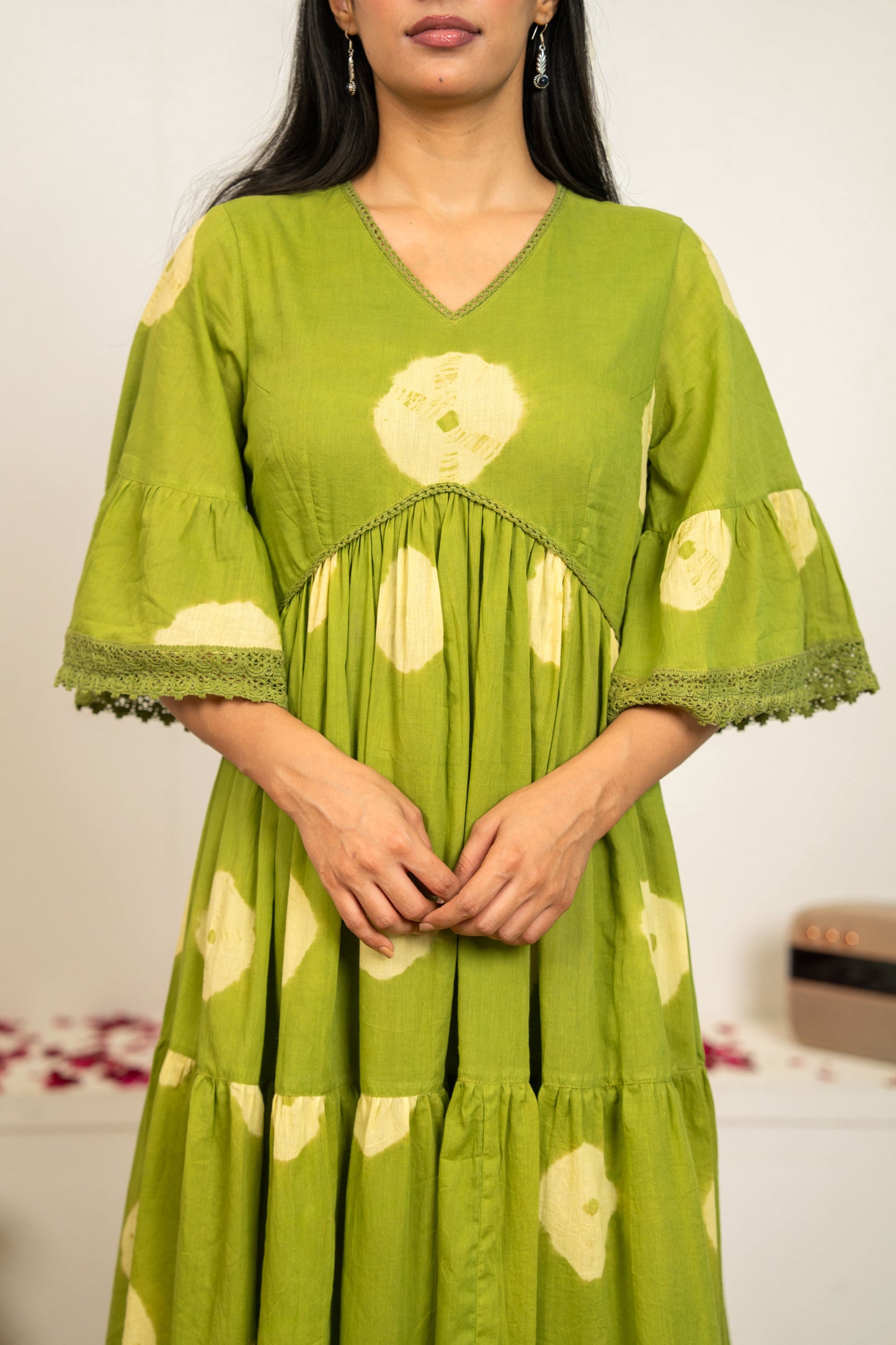 Green Tie and Dye Cotton Dress