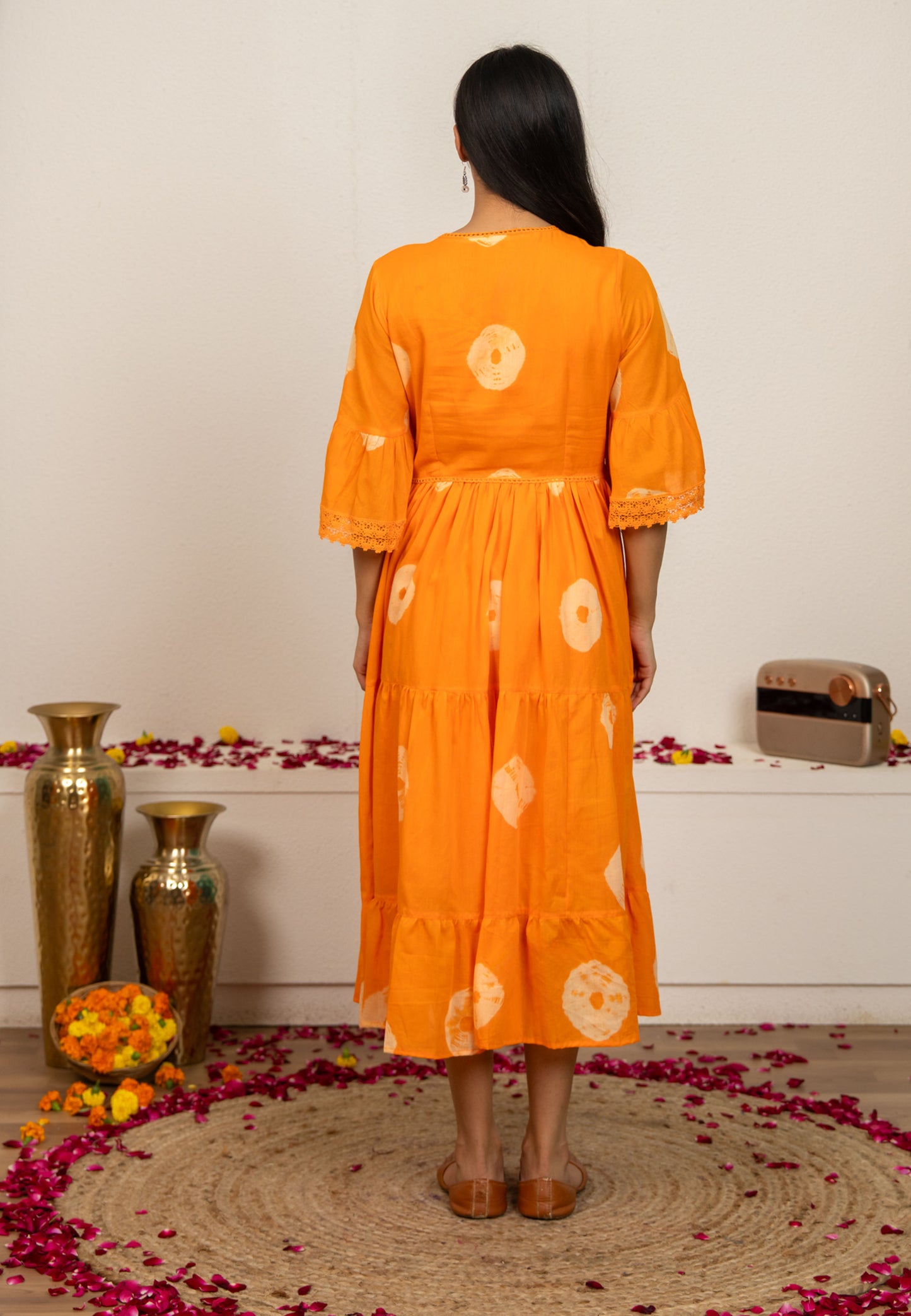 Orange Tie and Dye Cotton Dress