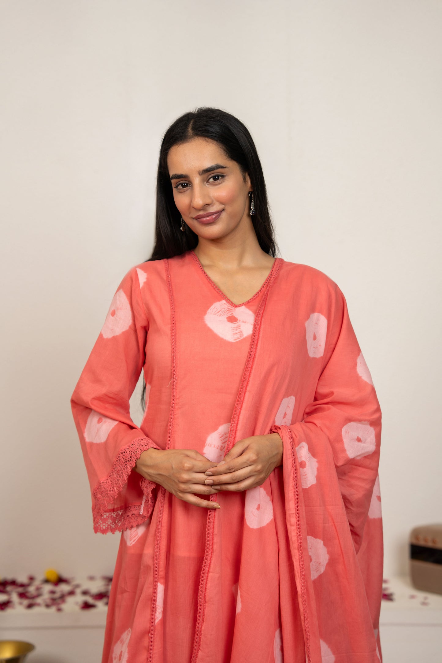 Pink Tie and Dye Cotton Suit - Set of 3