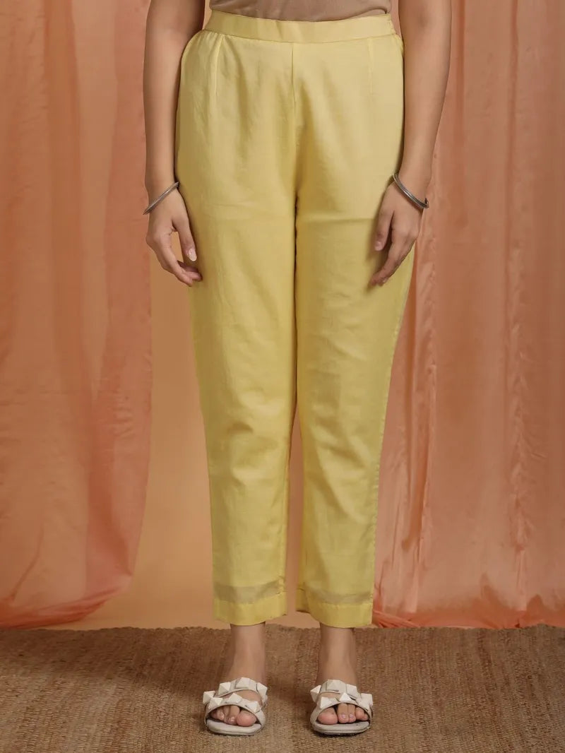 Green Yellow Tie and Dye Cotton Mulmul Kurta with Pants- Set of 2